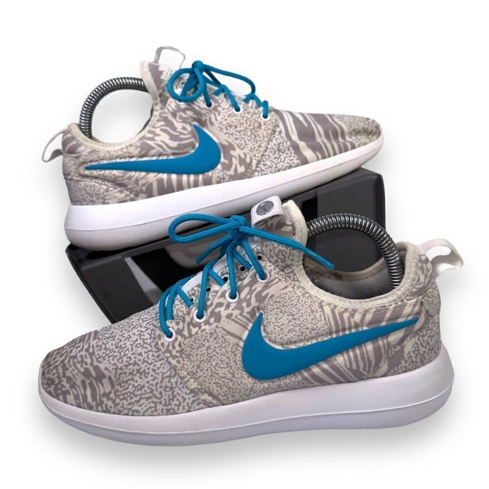 Nike iD Roshe Two (Nike By You)‎ White / Grey / Teal Print 897153-992 Women's 7